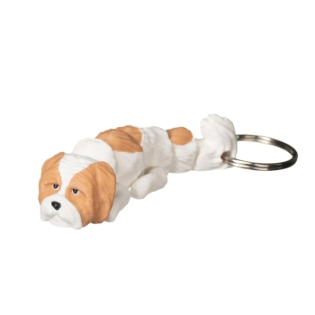 Shih Tzu biało-brązowy- brelok do kluczy